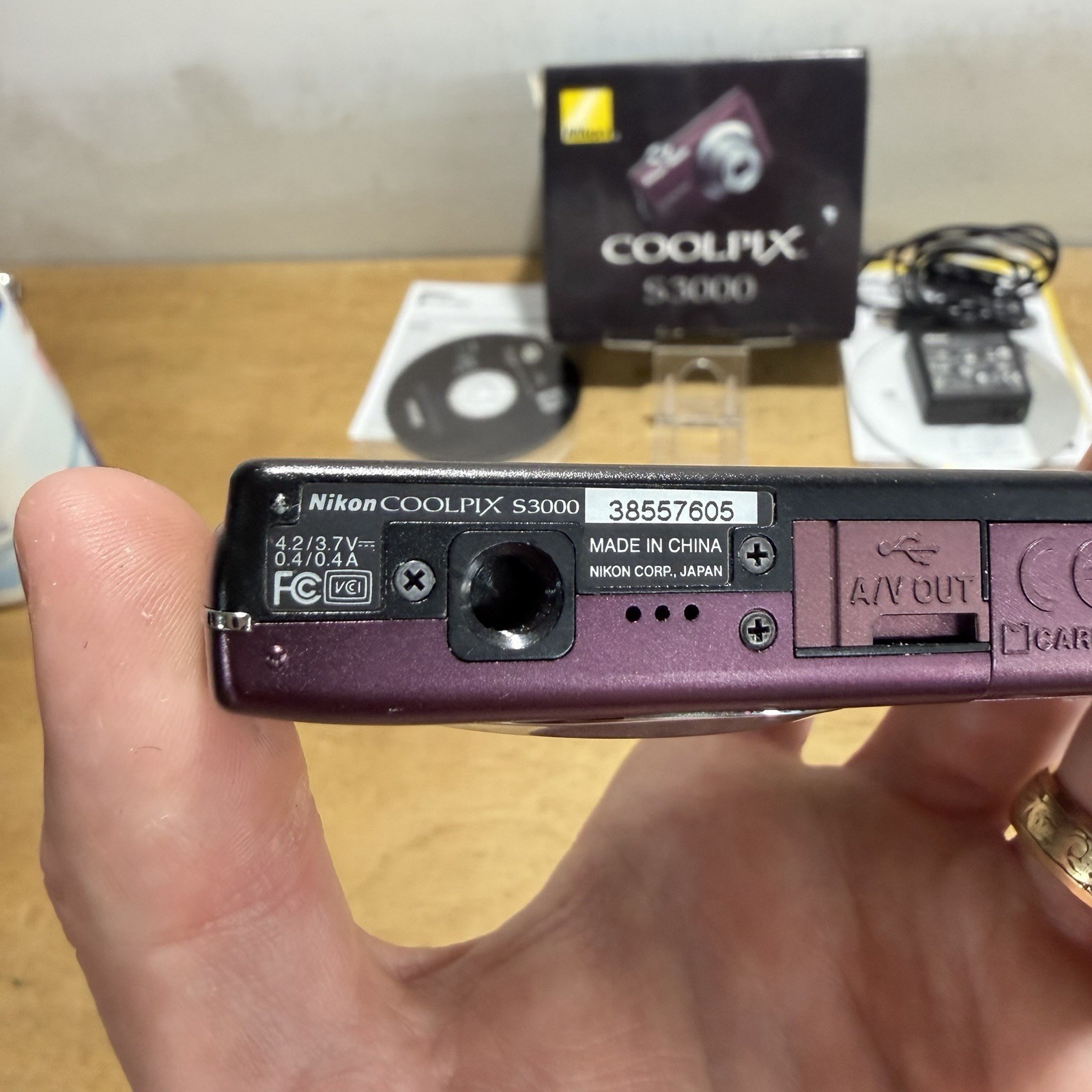 Nikon Coolpix S3000 Digital Camera 12.0MP Plum W/ Box Charger Cable Tested Y2K