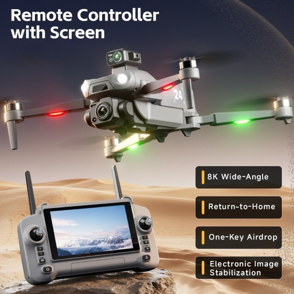 8K GPS FPV Camera Drone 5G RC Quadcopter Screen Remote Dual Battery Auto Return