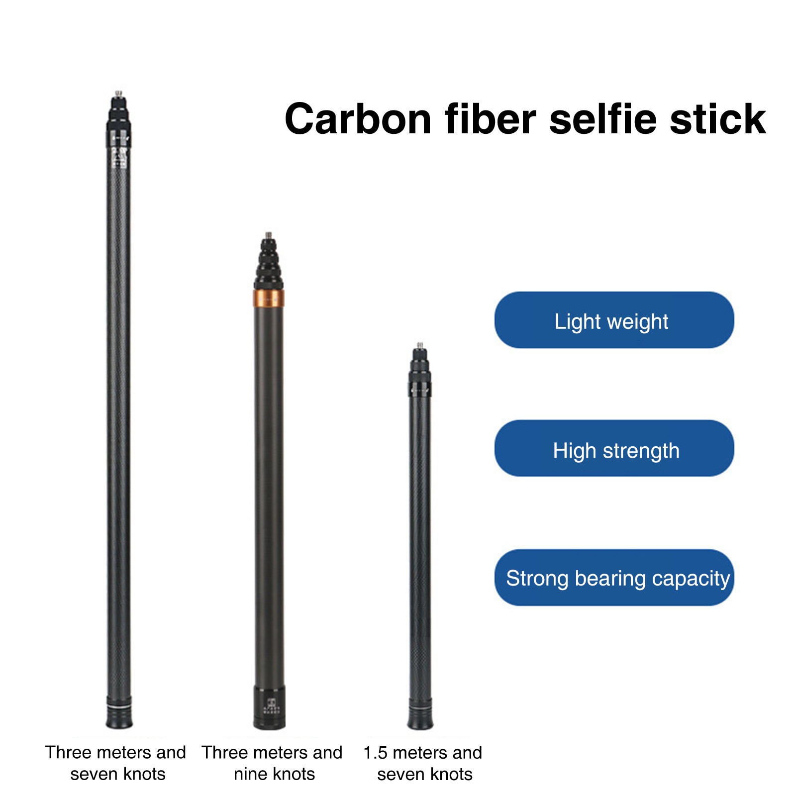 Camolo Carbon Fiber Invisible Selfie Stick 9.8ft Extend Super Pole for GoPro 13