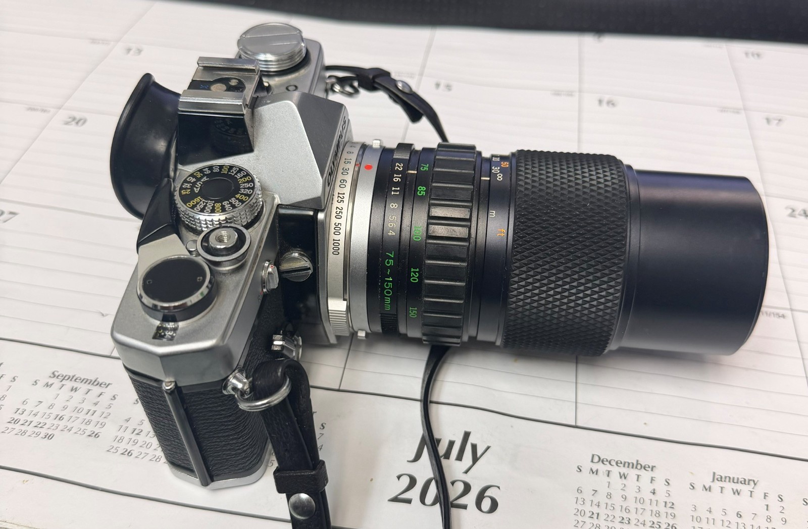 Olympus OM-1 35mm SLR Film Camera w/ Zuiko Auto-Zoom 75-150mm f/4 Lens – Works