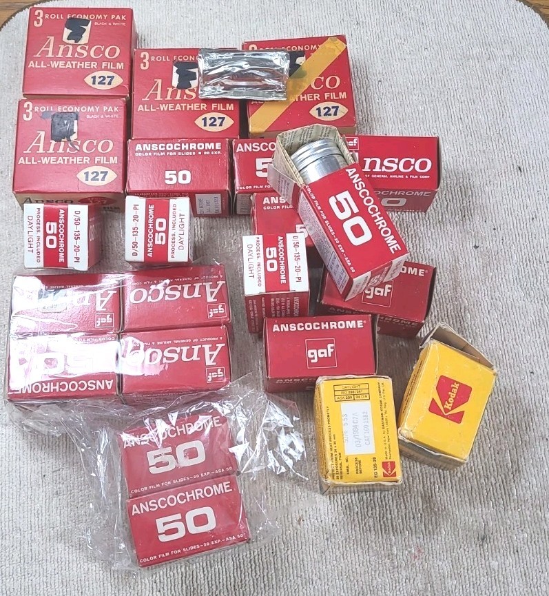 Vintage Mixed Lot OF 31 Ansco Anscochrome & Kodak Film Expired Color & B/W 1960s