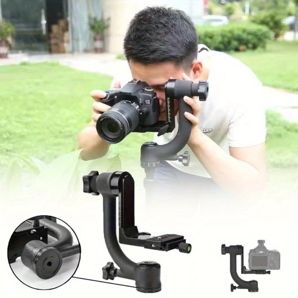 Aluminum Alloy Gimbal Tripod Head with 1/4″ Quick Release Plate – 360° Rotati…
