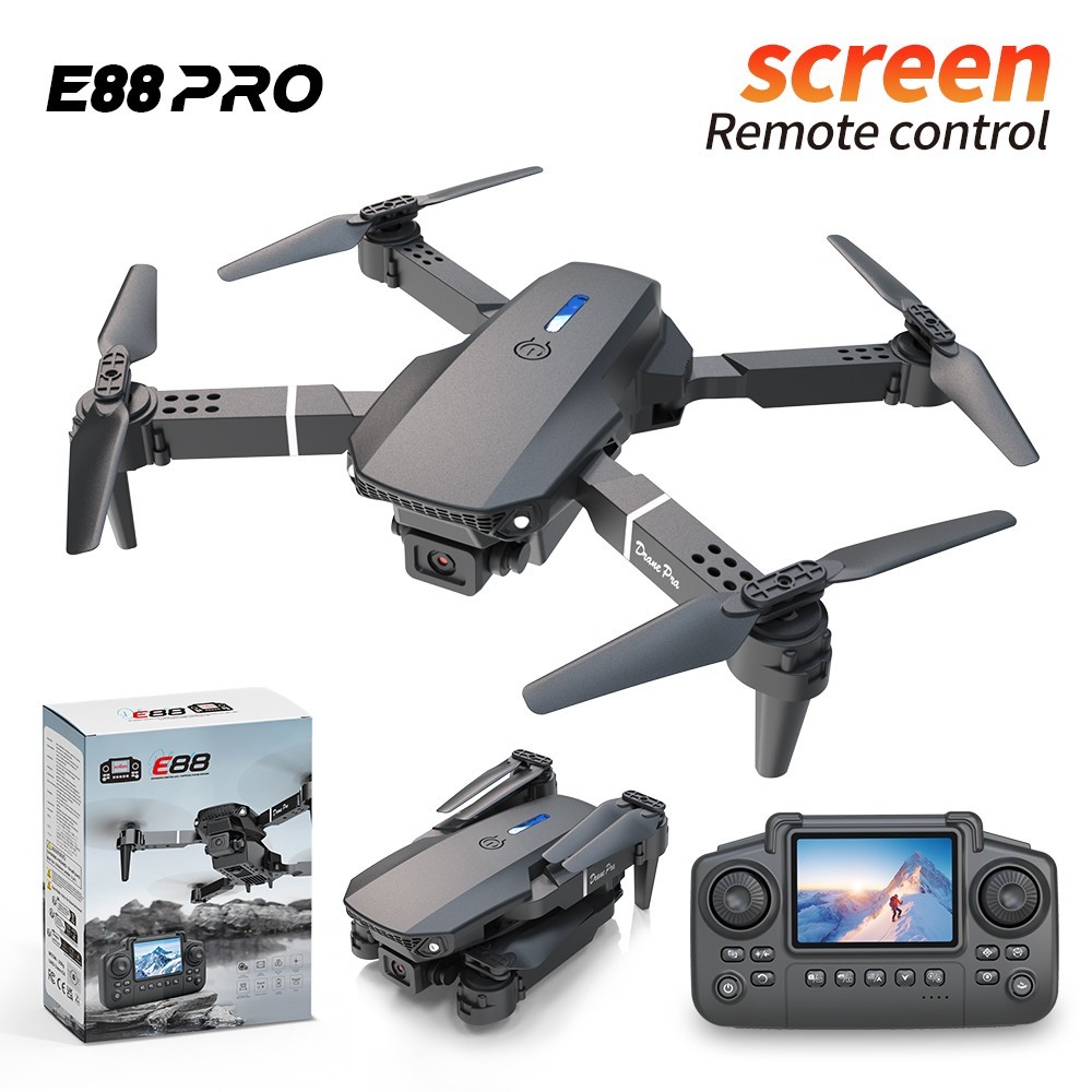 Drone 4K HD Dual Camera WiFi FPV RC Foldable Quadcopter With Screen 2 Batteries