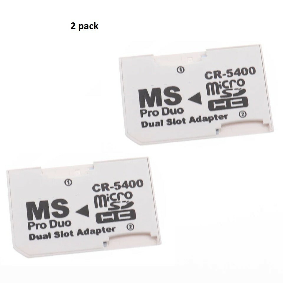 2 pack Card Adapter Micro SD TF Flash Card to Memory Stick MS Pro Duo for PSP