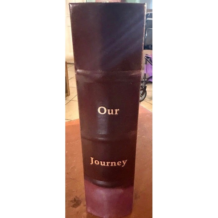 Our Journey Photo Album Faux Leather Burgundy Gold Lettering with Gift Box