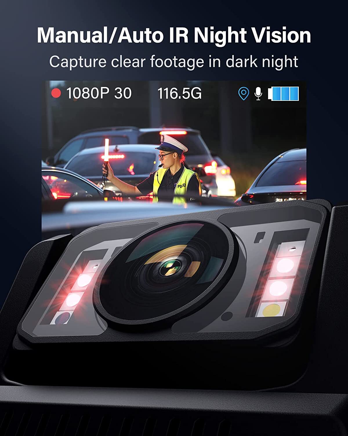 BOBLOV M7 128GB GPS Body Camera Police Camcorder with Audio 1440P Body Worn Cam