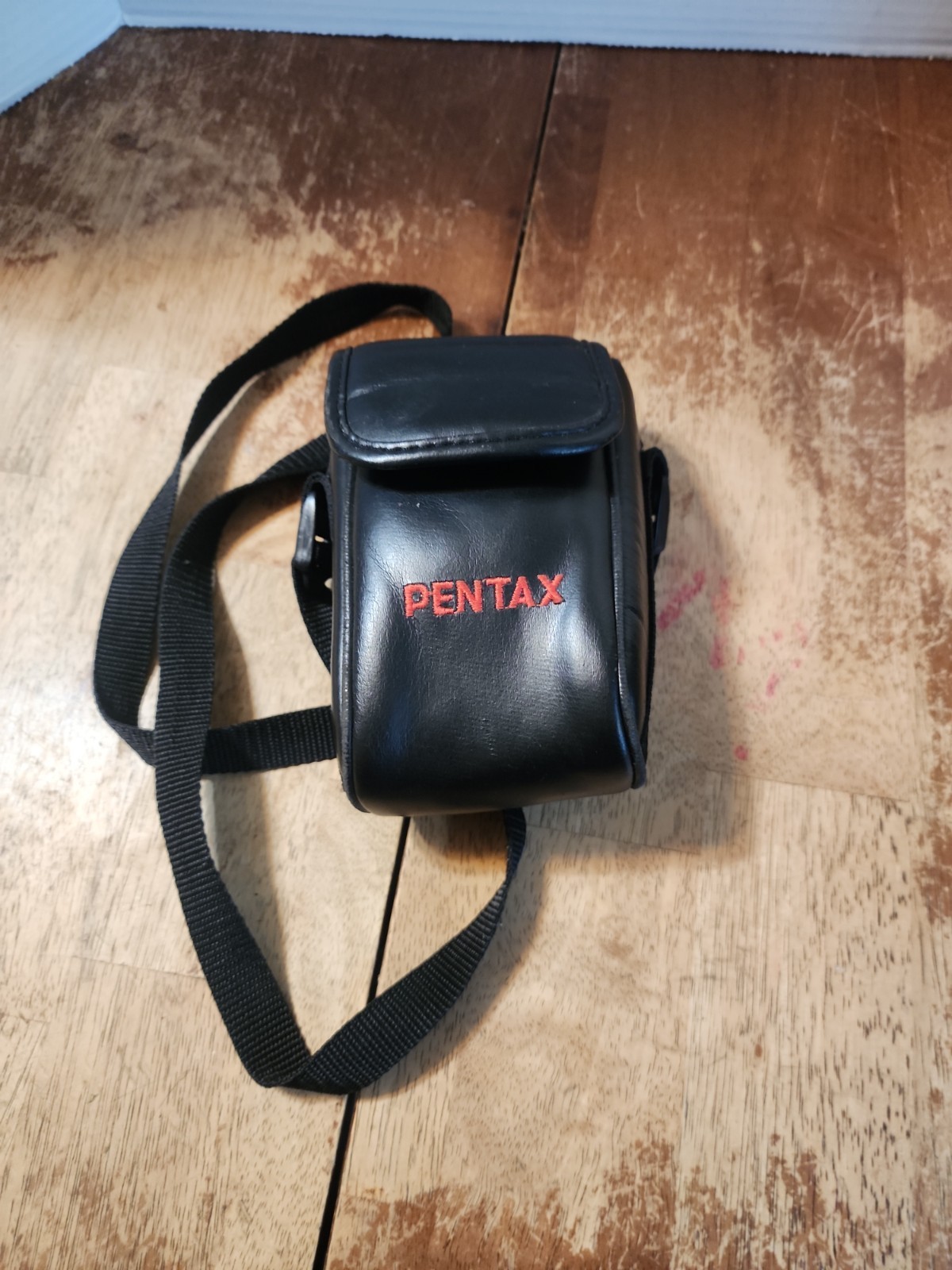 Pentax Leather Camera Case Carry Shoulder Bag Embroidered Logo Black No Camera