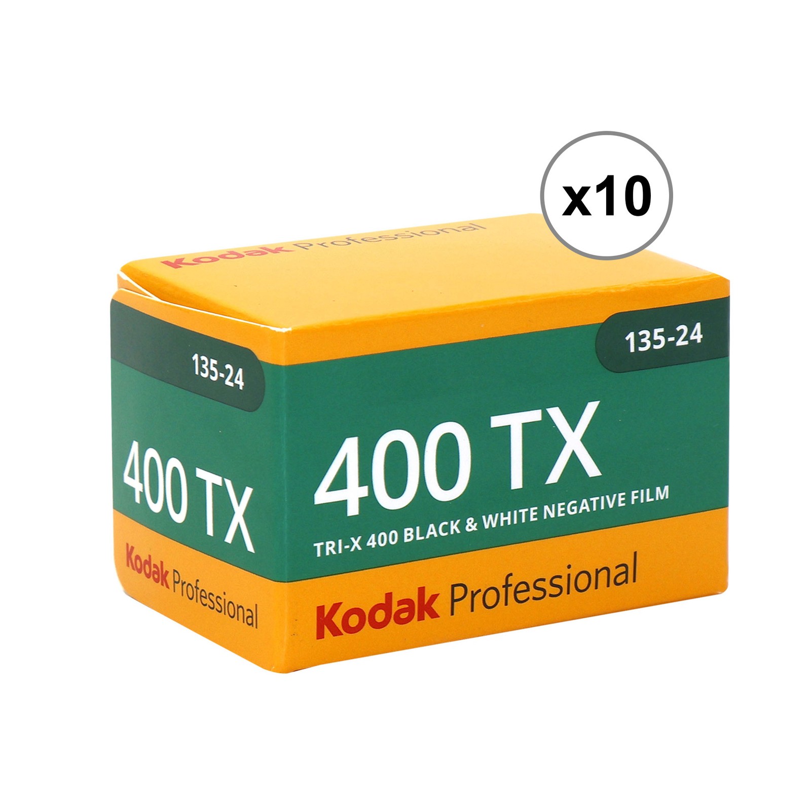 Kodak Professional 400TX Tri-X 400 Black & White Negative Film, 24 Exp – 10 Pack