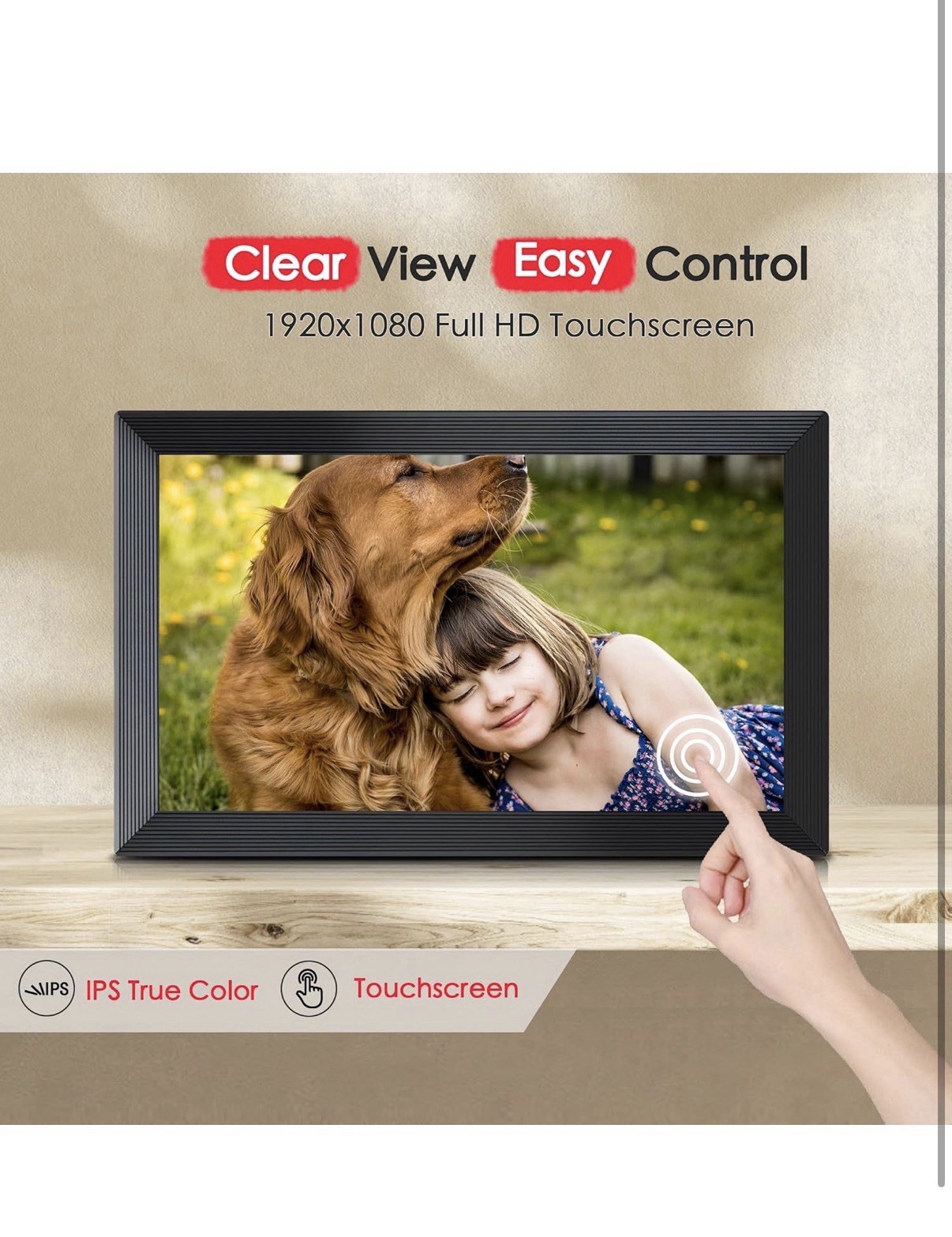 15.6-Inch Digital Smart Picture Frame with WiFi, HD Touch Screen, 32GB Storage