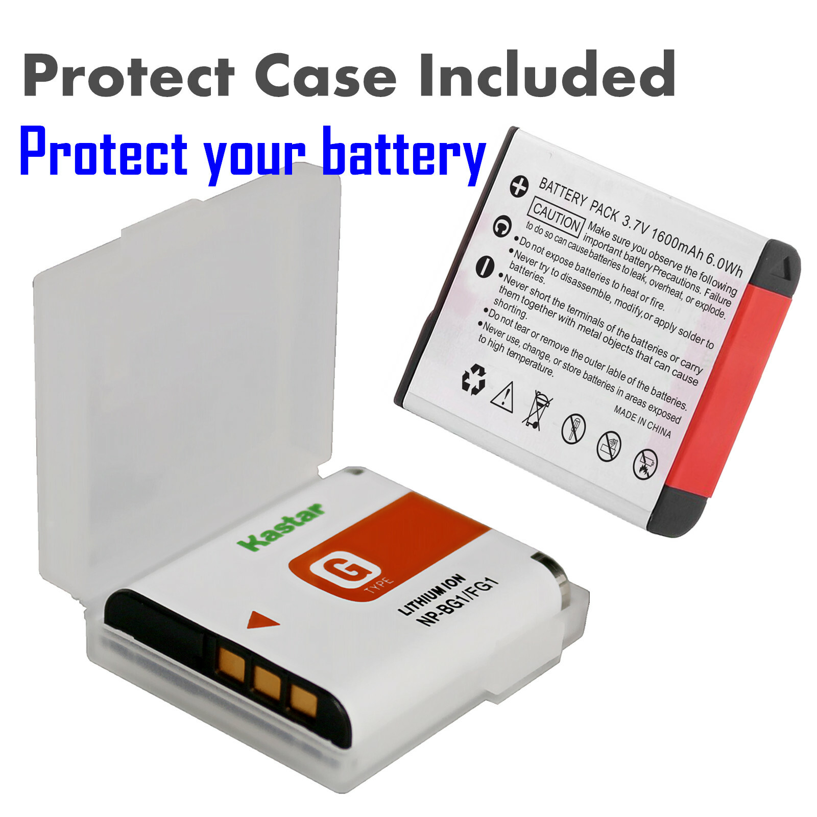 Kastar NP-BG1 NPBG1 Battery For Sony CyberShot DSC-W30 W35 W50 W55 W70 W80 WX1