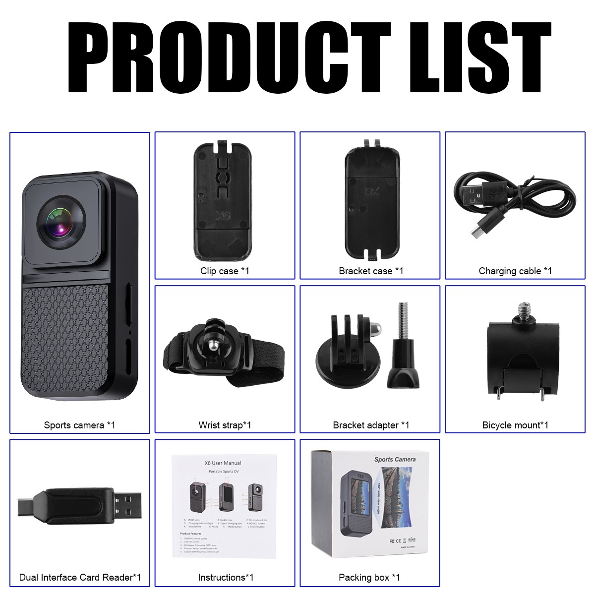 Body Worn Recorder Type-C Charging OTG Supported Loop Recording Sports Camera