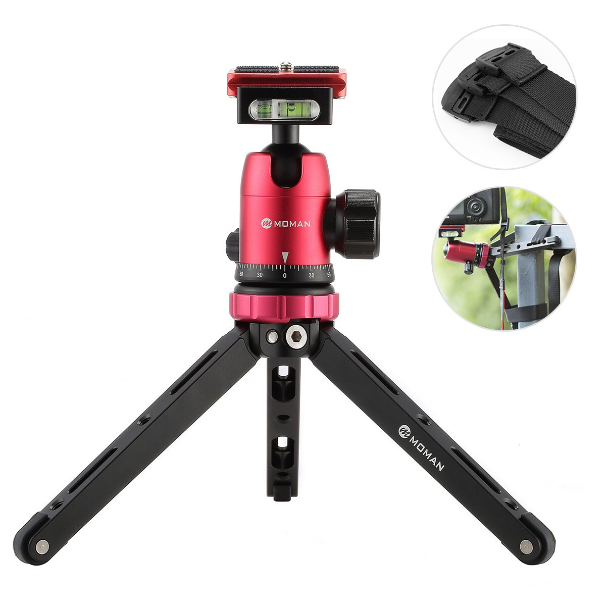 Moman Mini Tripod with Ball Head 360° Panoramic Aluminum Alloy Max Payload 80kg
