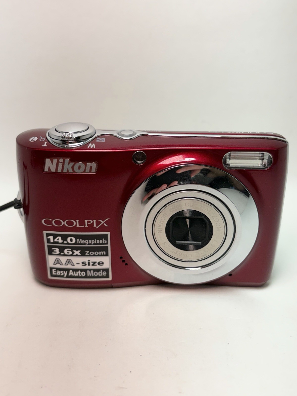 Nikon Coolpix L24 Red Compact Digital Camera 14MP w/ 3.6x BATTERY DOOR ISSUE