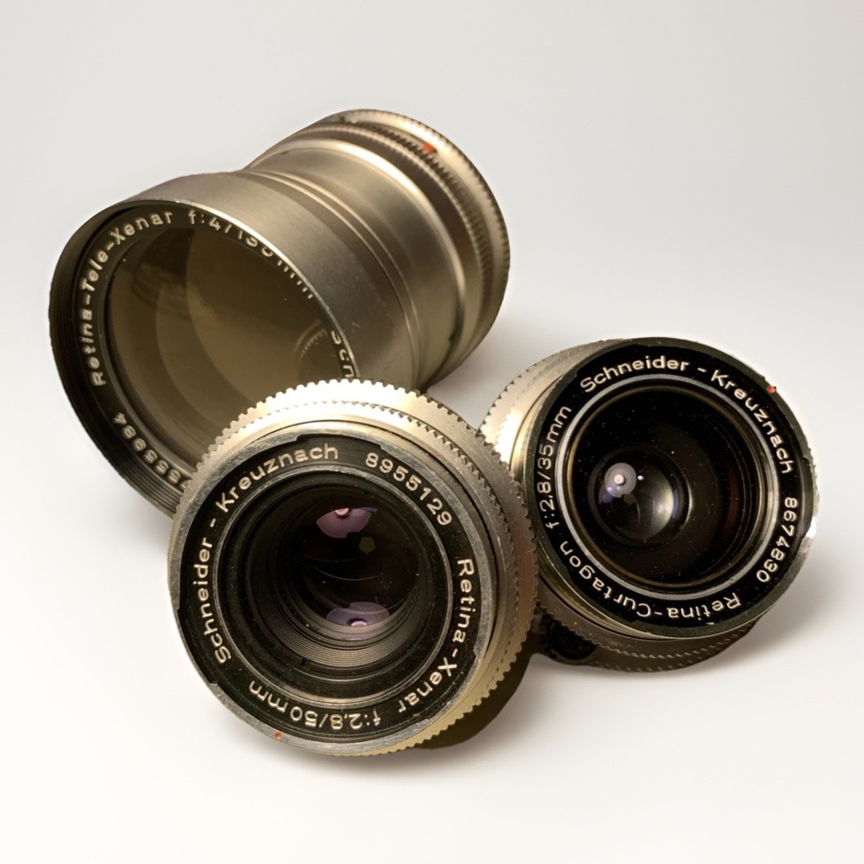 Kodak Retina IIIc Lens Set – 35mm, 50mm, 135mm and daylight filters lot