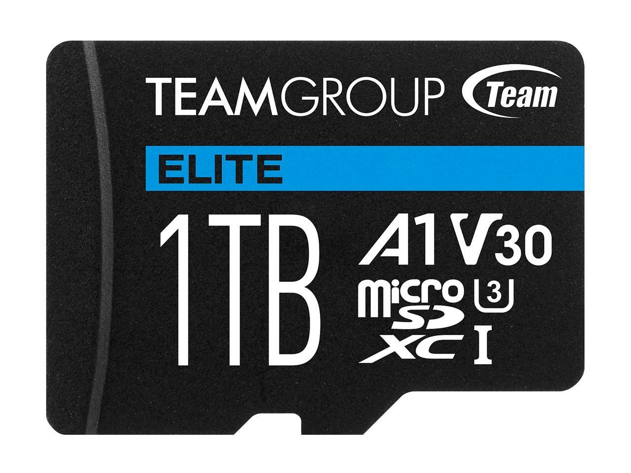 Team Group 1TB Elite microSDXC UHS-I U3, V30, A1, 4K UHD Micro SD Card with SD