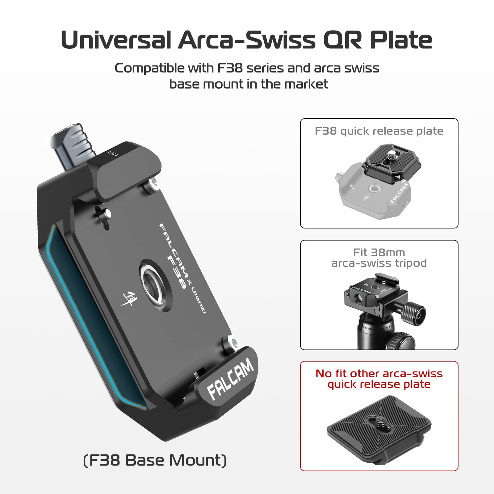 ULANZI F38 Quick Release Plate Base With 1/4″ 3/8″ Screw Thread, FALCAM F38 Q…