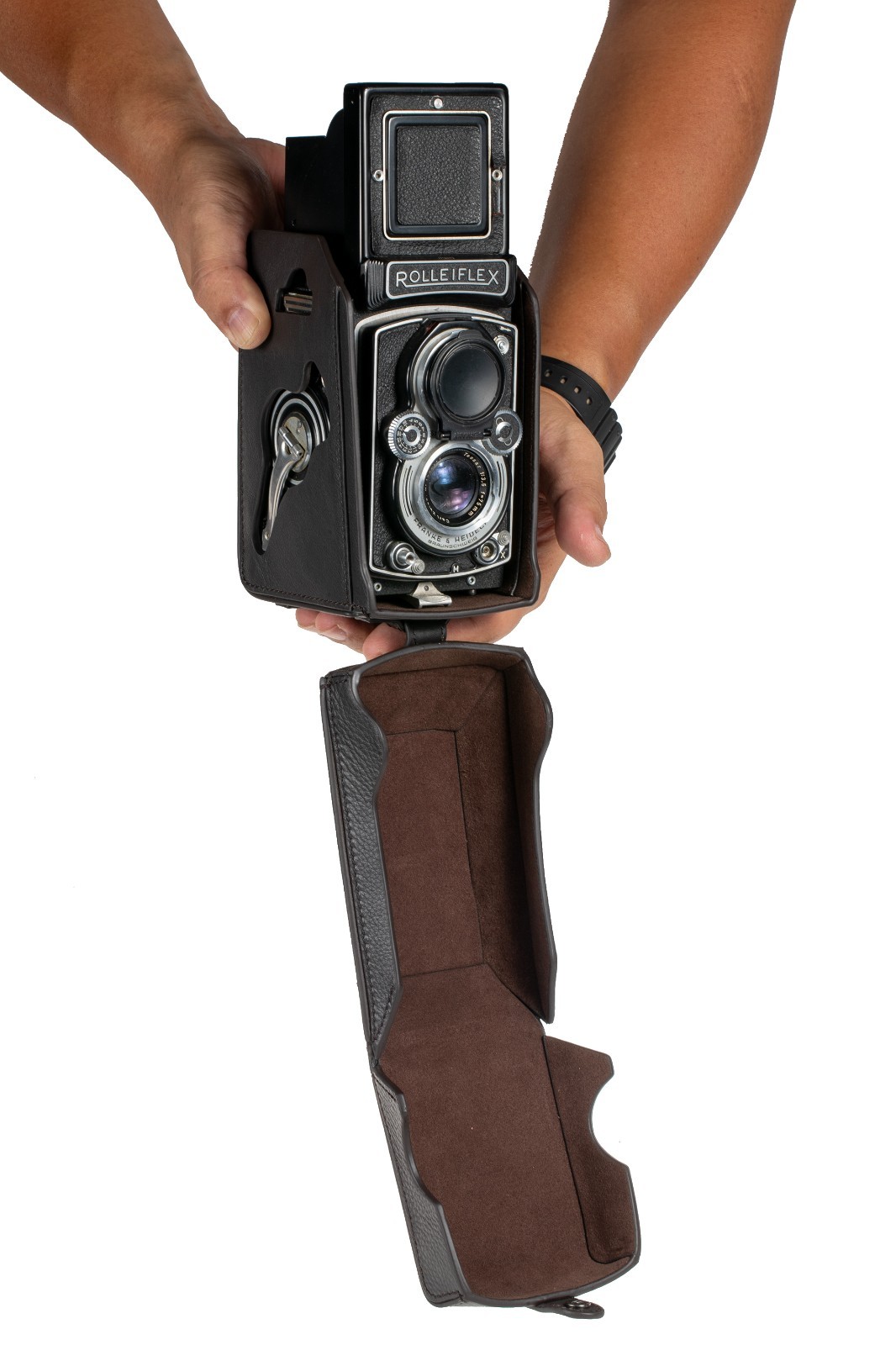MR ZHOU Brown Leather Case f Rolleiflex 2.8F/E/D 3.5F/E/D with Rolleikin Kit