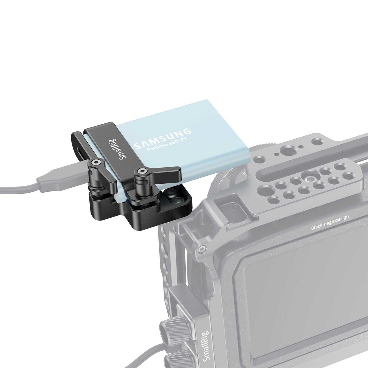 SmallRig T5 SSD Holder for Samsung,SSD Mount for Smallrig bmpcc 4K/6K Cage-2245B
