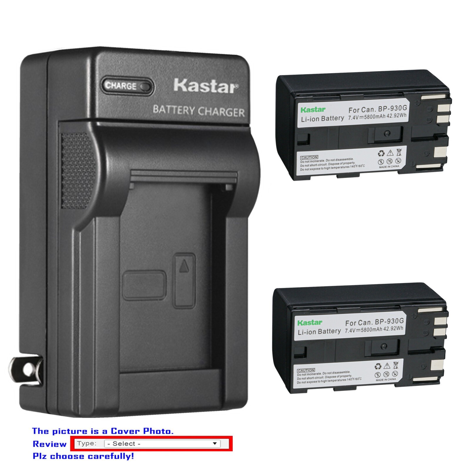 Kastar Battery AC Wall Charger for Canon GL1 GL-1 DM-GL1 GL2 GL-2 DM-GL2 XL-H1S