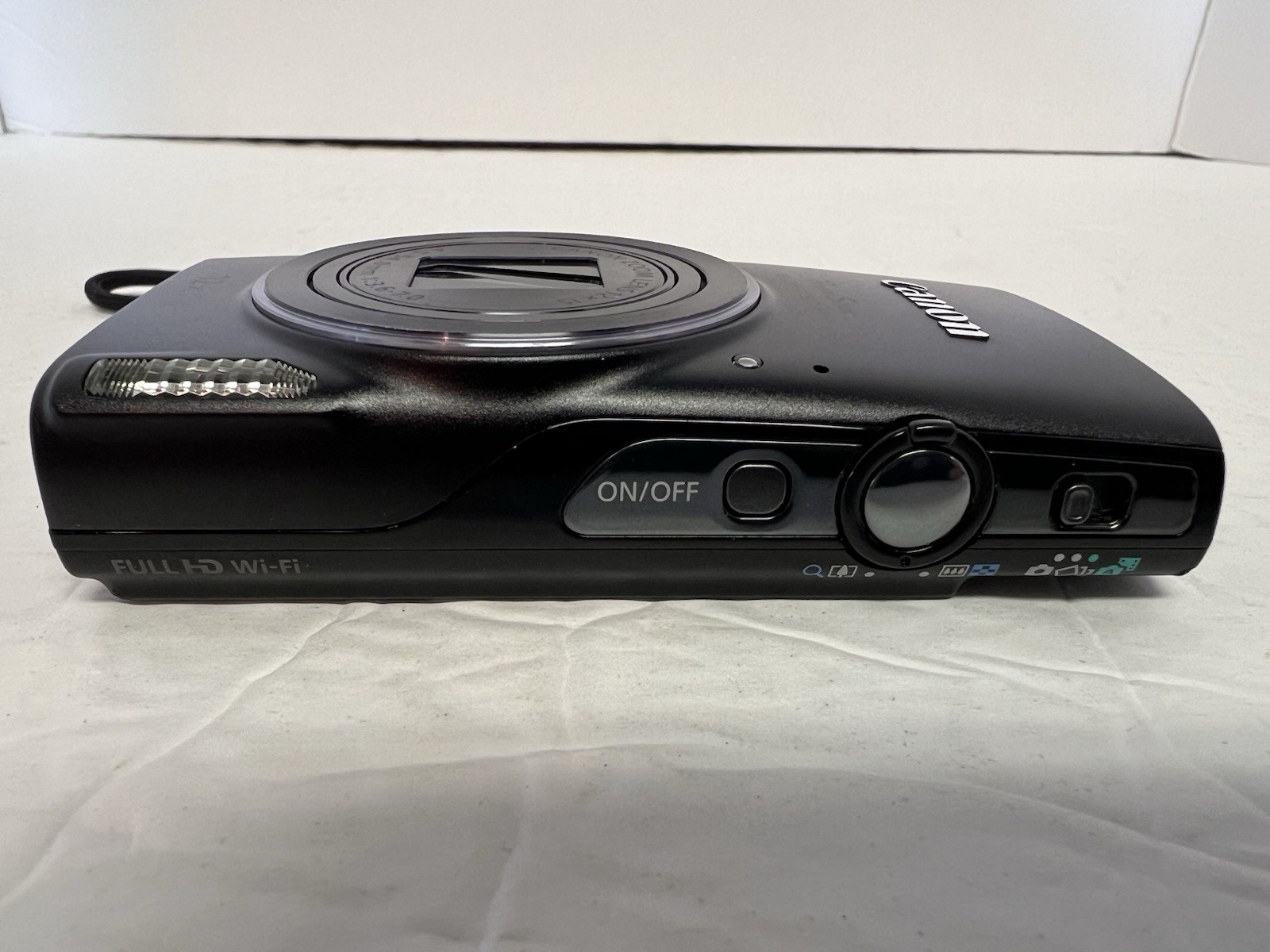Canon PowerShot ELPH 350 HS Black Camera 20.2MP 12x Zoom Wi-Fi Bundle TESTED