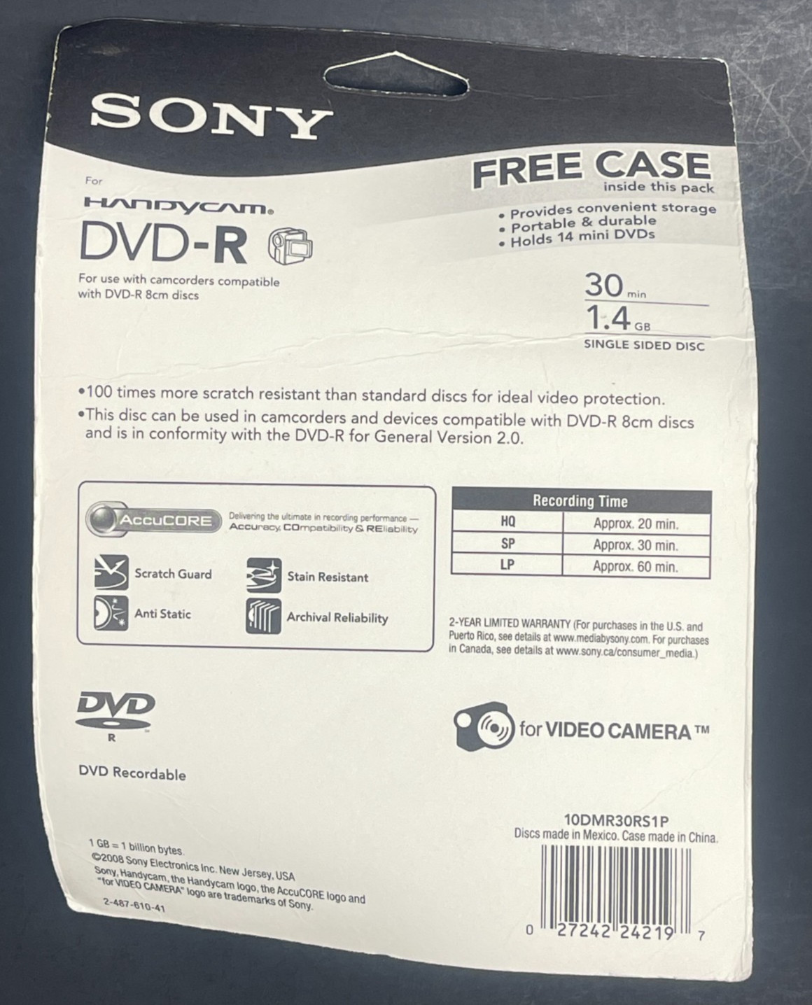 Sony Handycam Mini DVD-R 10-Pack 1.4GB 30-Min Recordable Discs New