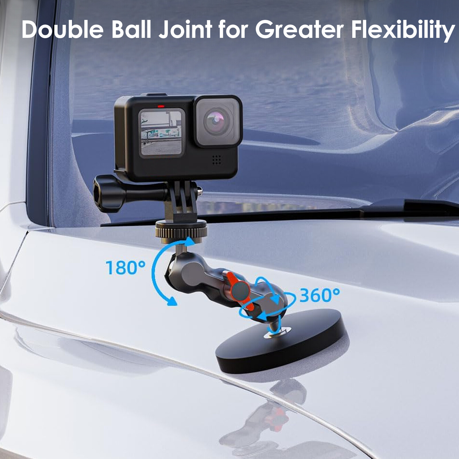 Strong Magnetic Camera Mount for GoPro 13/12 DJI AKASO with Rotation Ball Head
