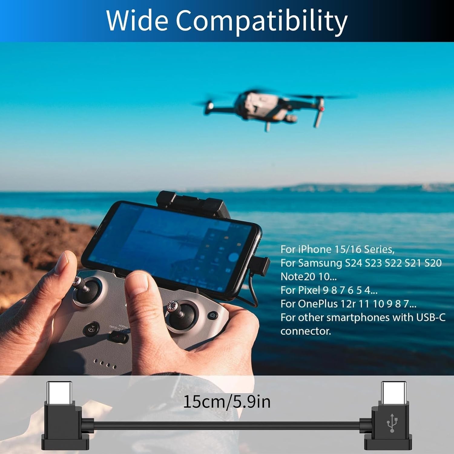 USB C to USB C Remote Controller Cable for DJI Mavic 3 Mini 2 Mini 3 Pro Air 2S