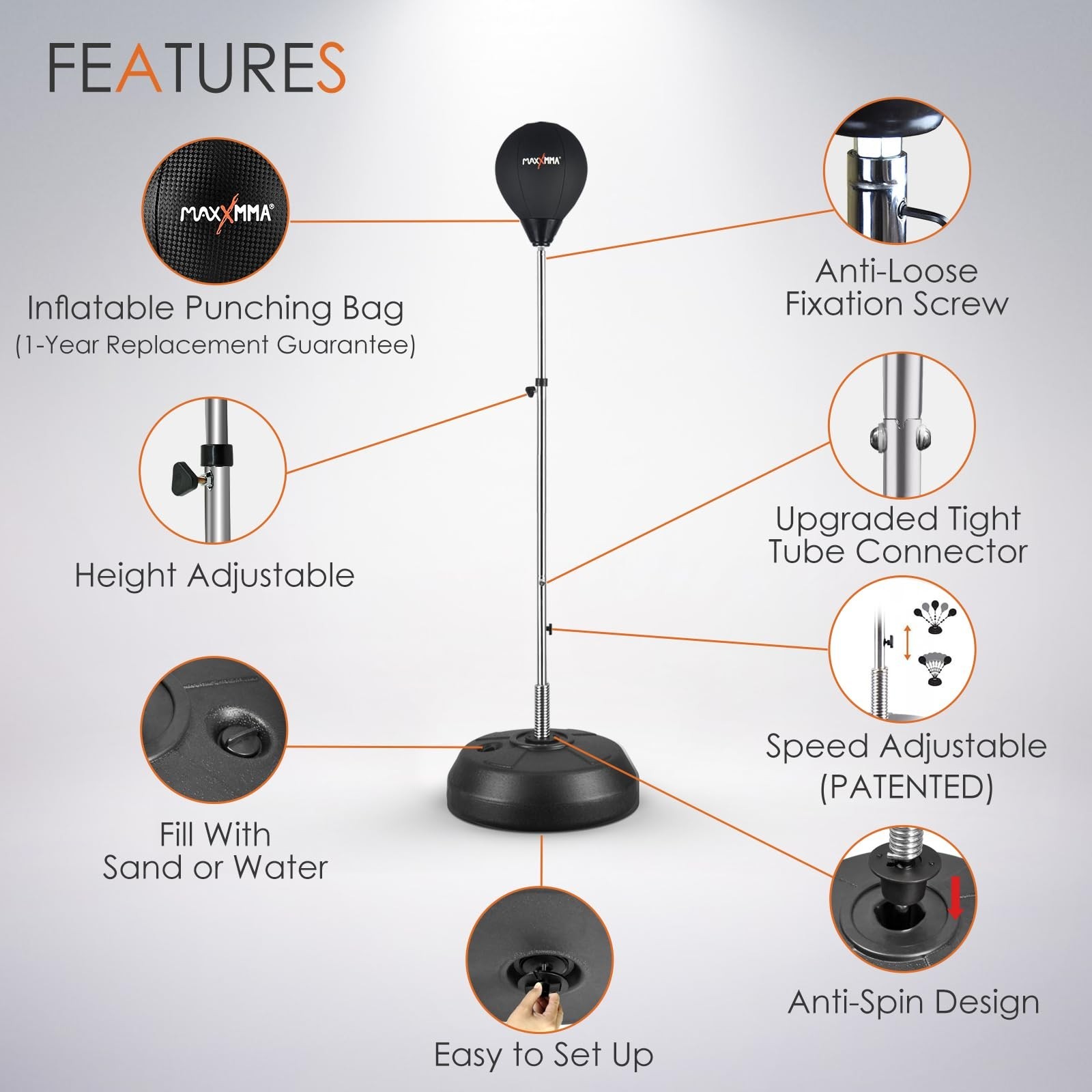 Speed-Adjustable Freestanding Reflex Bag Kit 8 Pounds