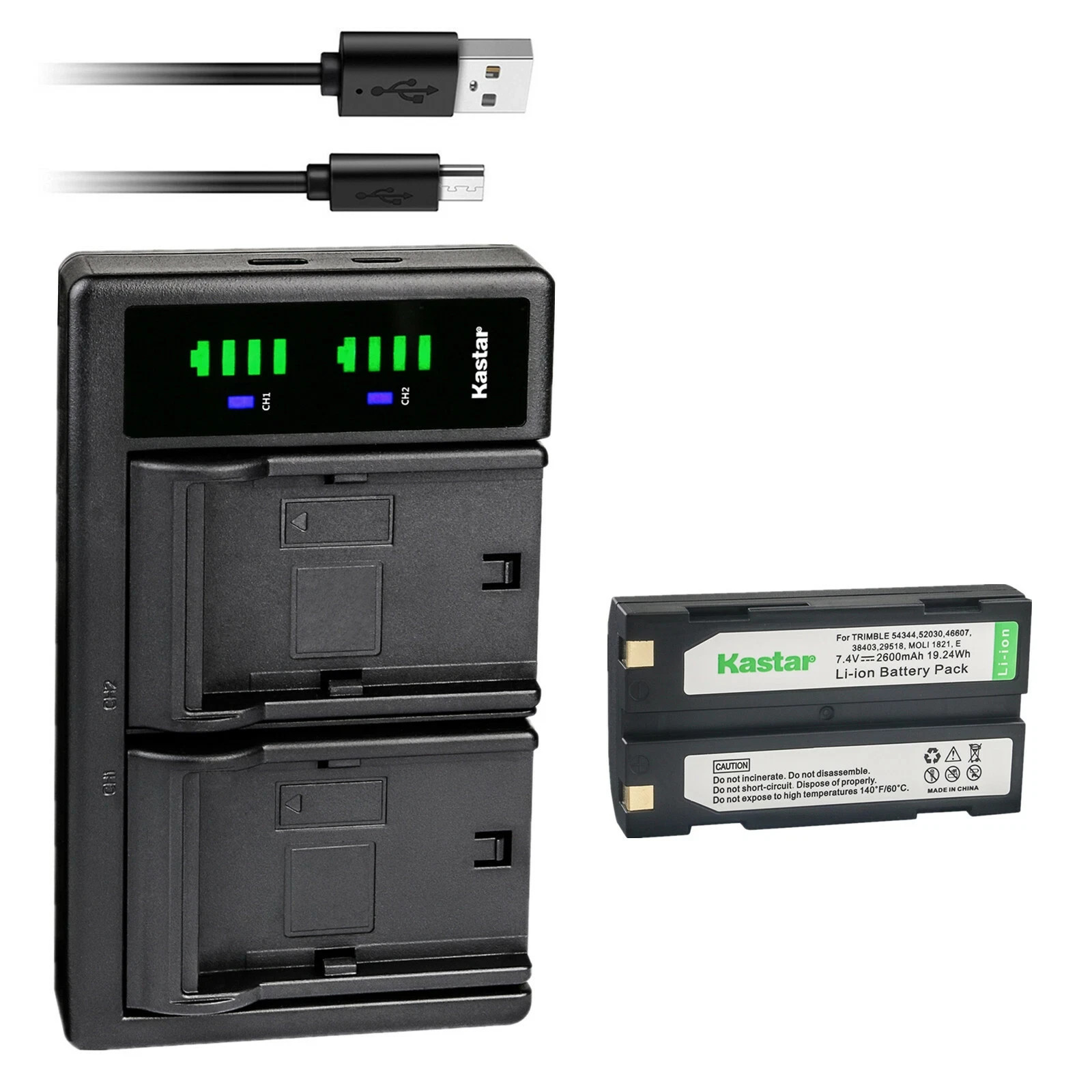 Kastar 1-Pack Ei-D-Li1 Battery and LTD2 USB Charger Replacement for Trimble
