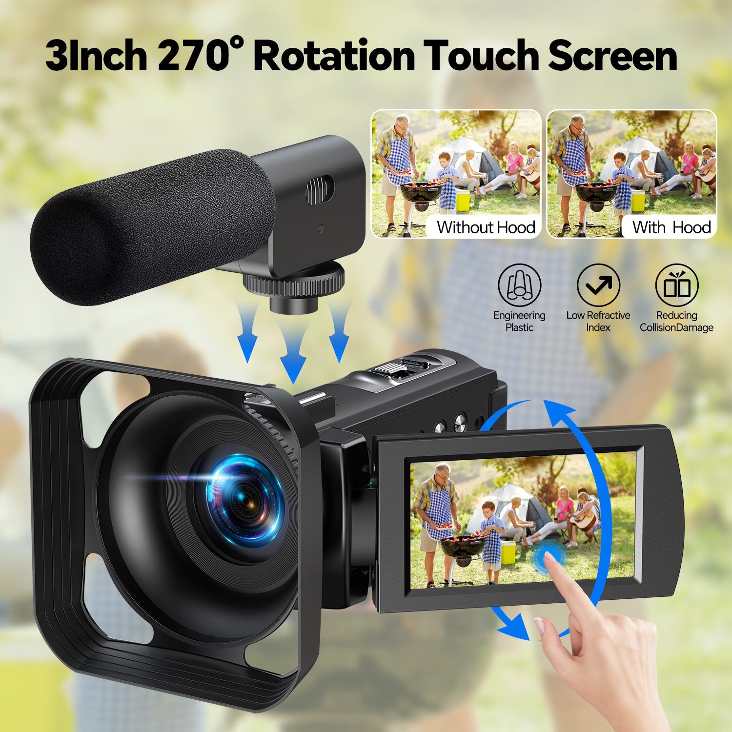 5K Camcorder 56MP Video Camera WiFi IR Night Vision with Microphone,Tripod&64GB