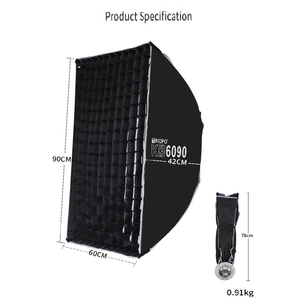 US TRIOPO K3 Series 60x90cm Quick-Setup Octagon Softbox W/ Grid For Godox Light