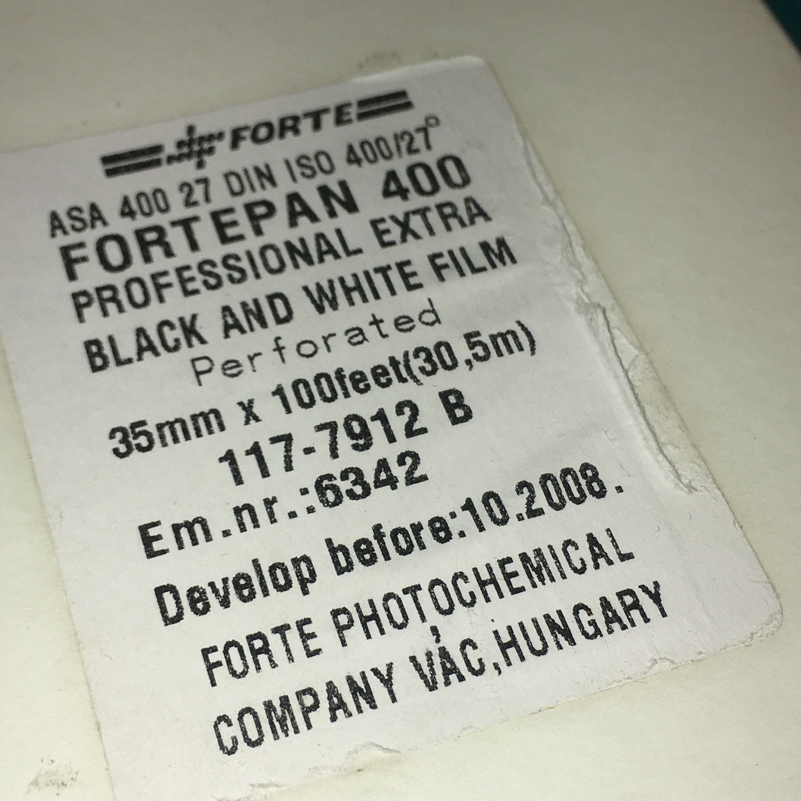 FORTEPAN 400 ISO 35mm FILM EXPIRED VINTAGE EXP 2008 FREEZER STORED 100 FEET CAN