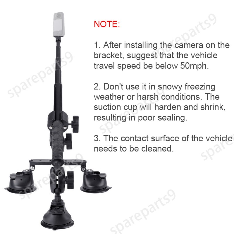 Car Suction Cup Mount with Selfie Stick For Insta360 ONE X4 X3 X2 RS DJI Camera