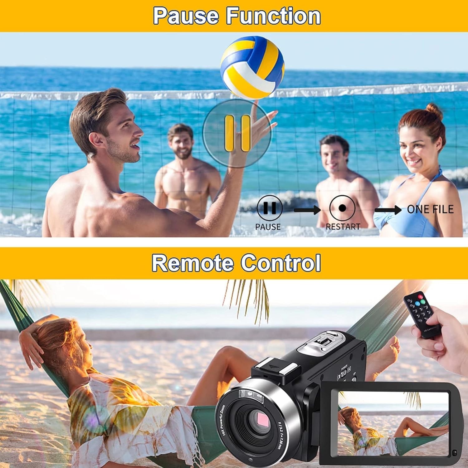 Video Camera Camcorder Full HD 1080P 30FPS 24.0 MP IR Night Vision Vlogging C…