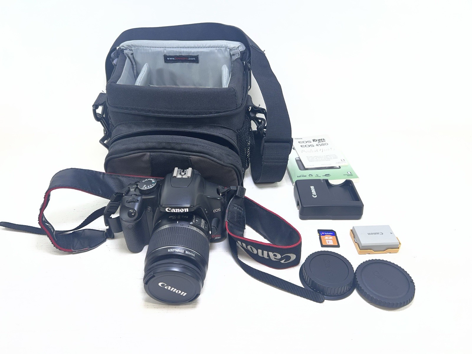Canon EOS Rebel XSi/450D 12.2MP DSLR w/ EF-S 18-55mm Lens And Case