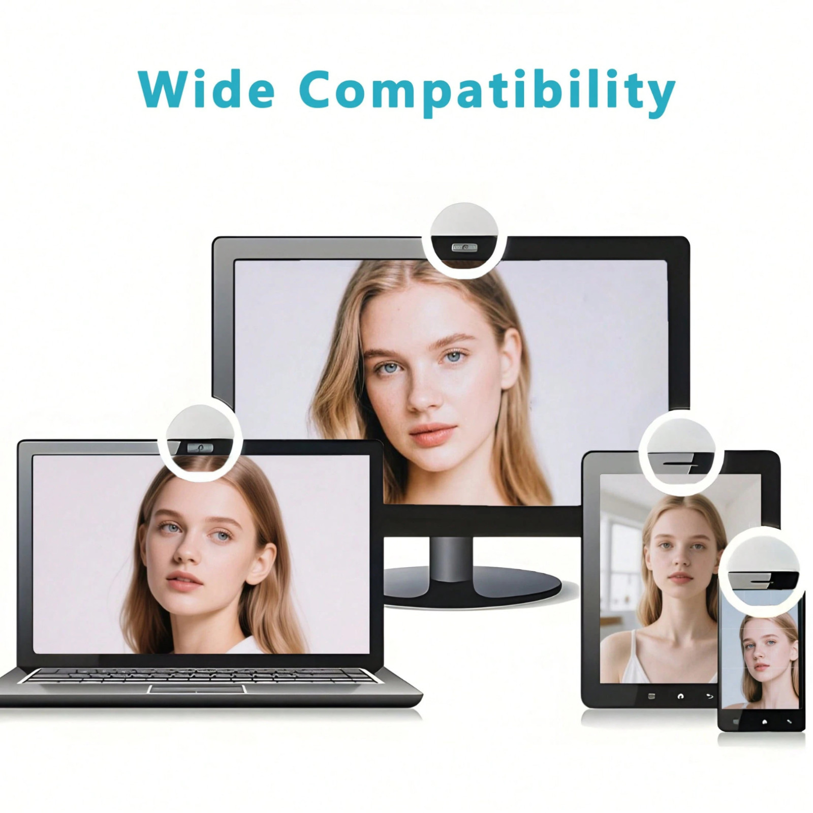 Clip On Selfie Ring Light USB Rechargeable LED Phone Laptop 3 Brightness Modes