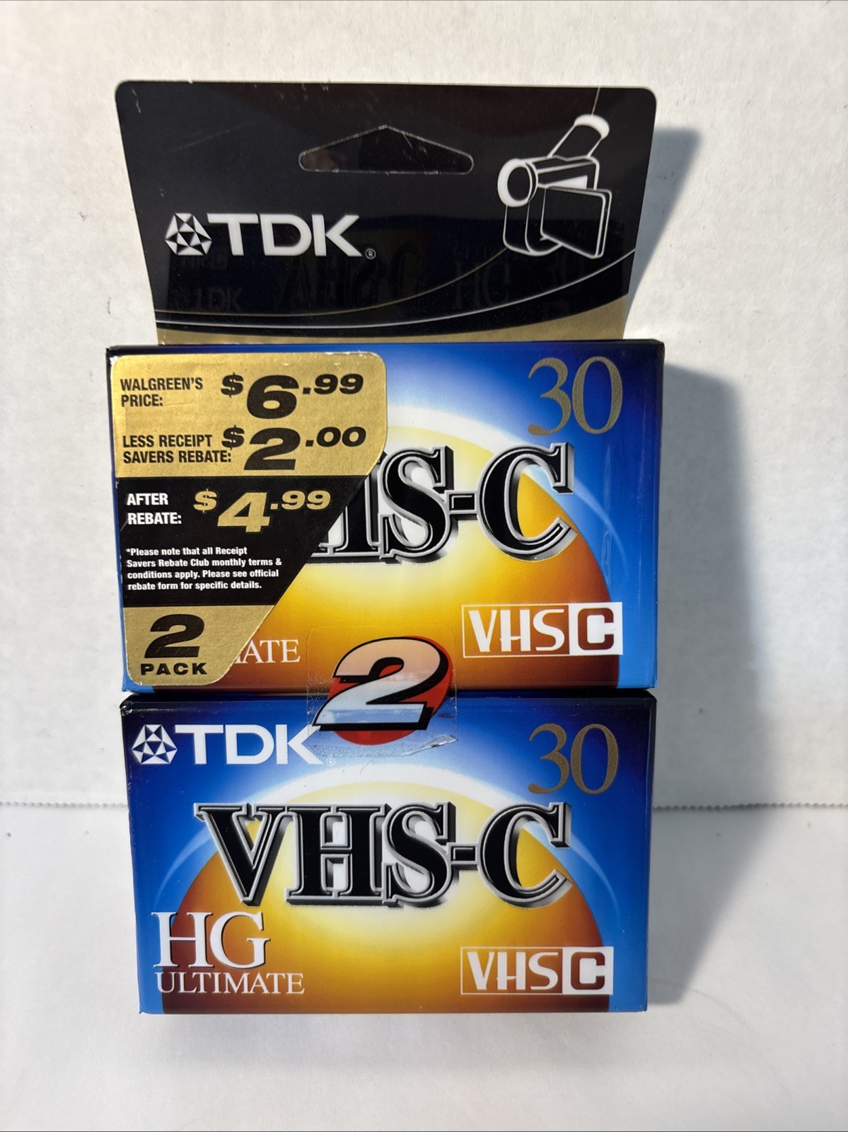 LOT of 2 TDK TC-30HG VHS-C Camcorder Videotape HG Ultimate Cassette Tape SEALED