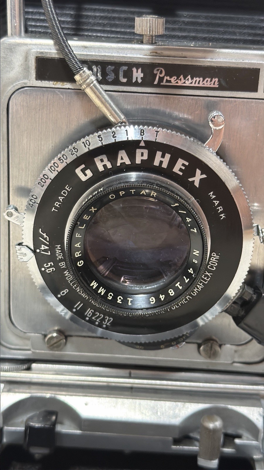 Busch Pressman Model D 4×5 Camera Optar 135mm f4.7 Graphex Lens Holders Manual