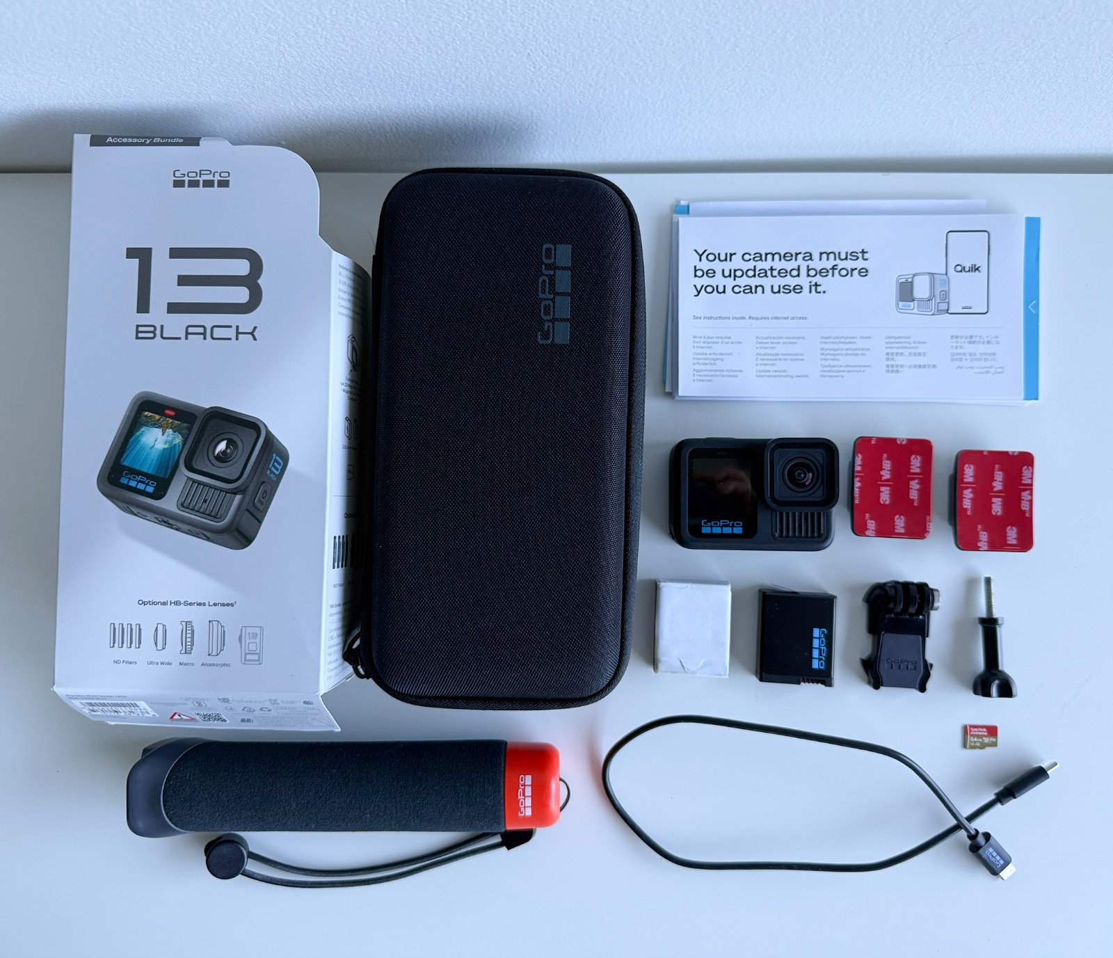 GoPro HERO 13 Black Camera Accessory Bundle with 2 Batteries, EXCELLENT