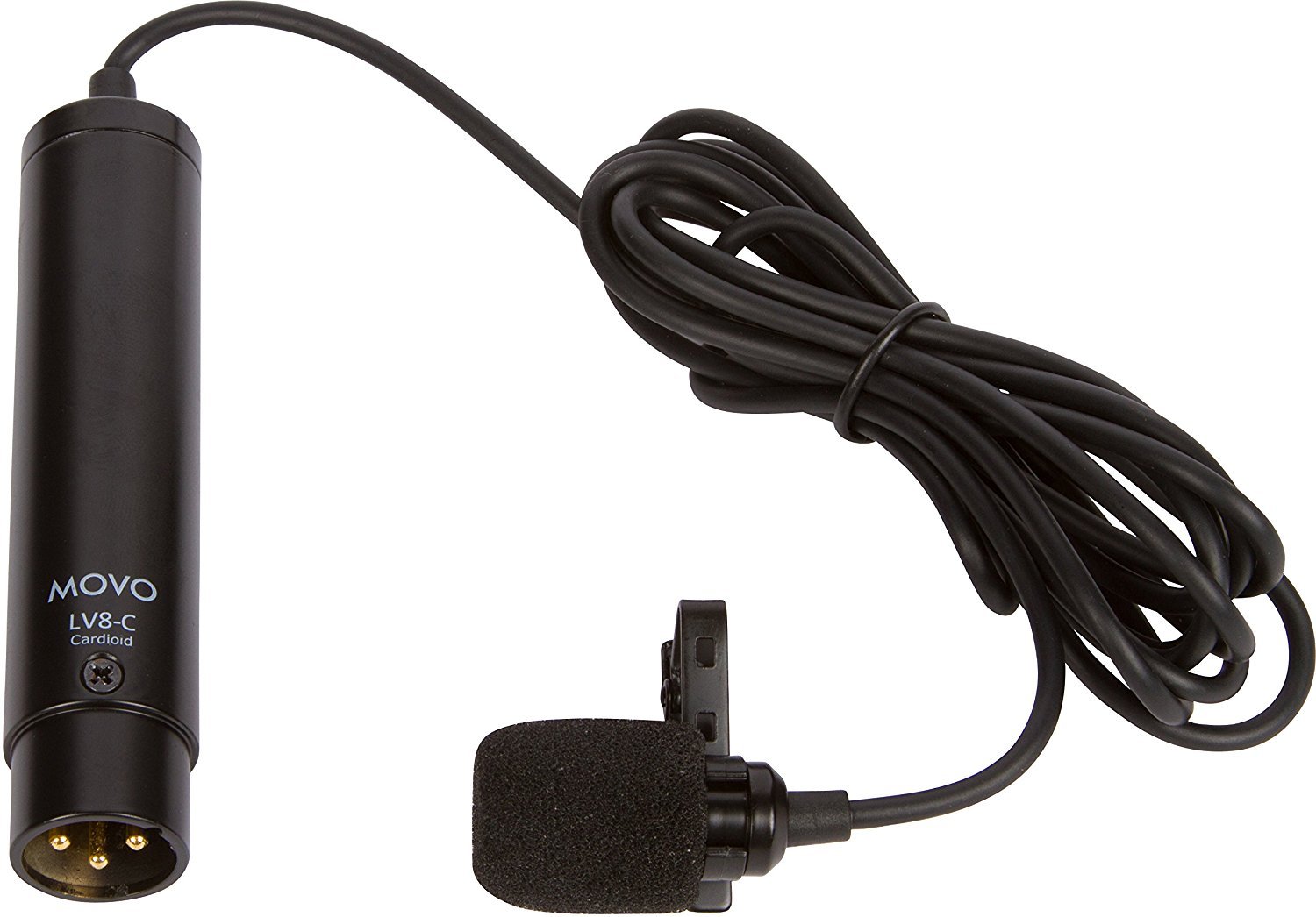 Movo LV8-C XLR Lavalier Lapel Cardioid Microphone w. Phantom Power & Windscreen