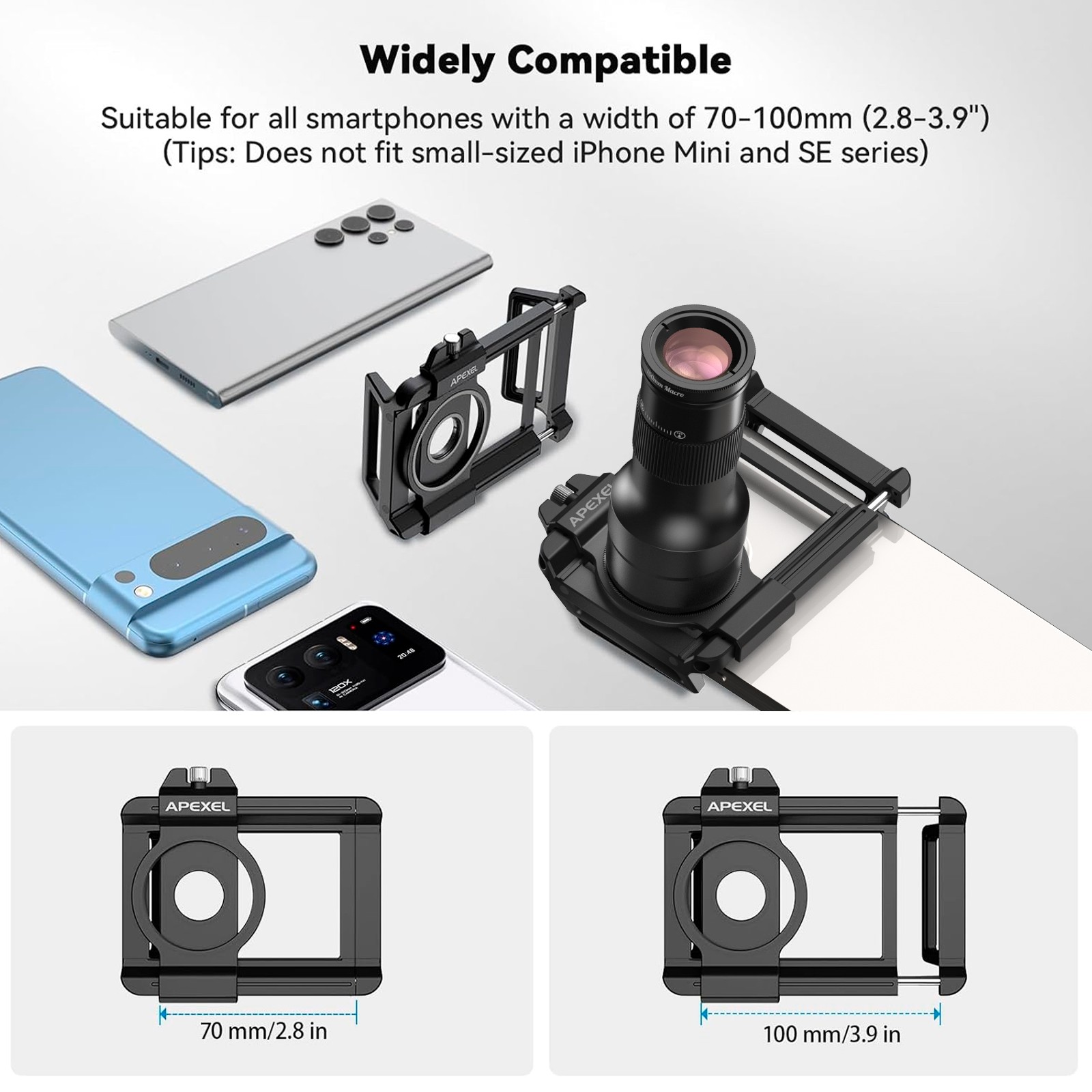 APEXEL 2 in 1 Phone Camera Lens Kit, 6X Telephoto Lens & 150mm Macro Lens