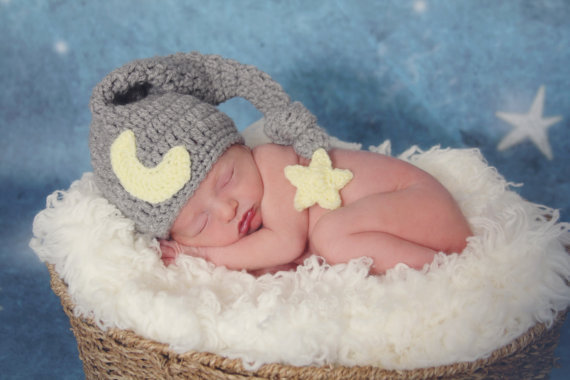 To the Moon & Back Baby Girl Boy Newborn Crochet Knit Hat Photo Prop 0-1 months