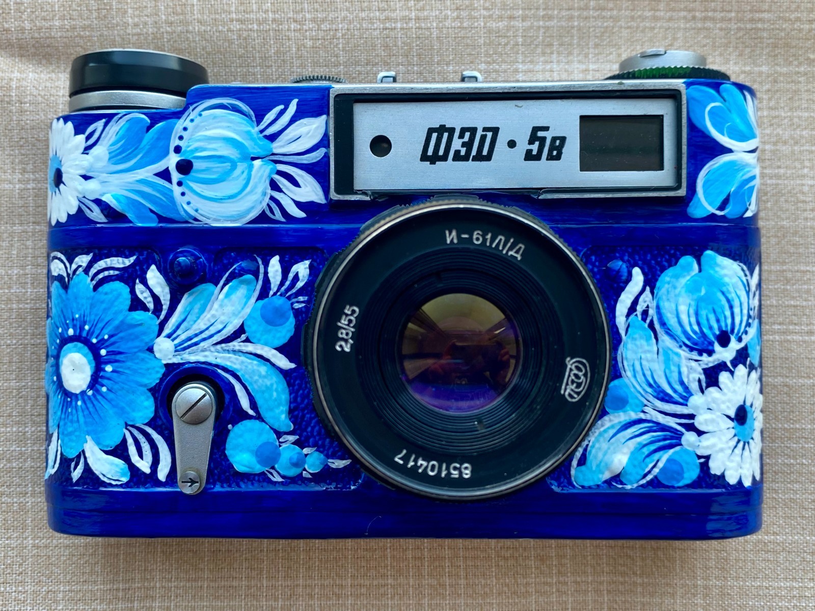 Unique Hand Painted FED-5V Camera Petrykivka Ukrainian Folk Art