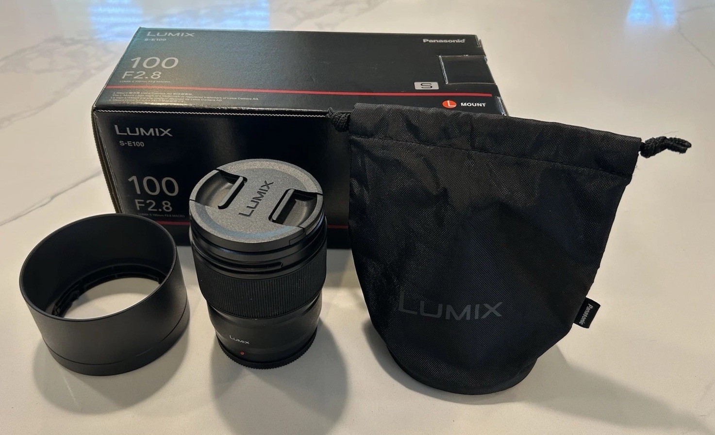 Panasonic LUMIX S 100mm f/2.8 MACRO L-Mount Lens + Box/Soft Case/Hood/Both Caps