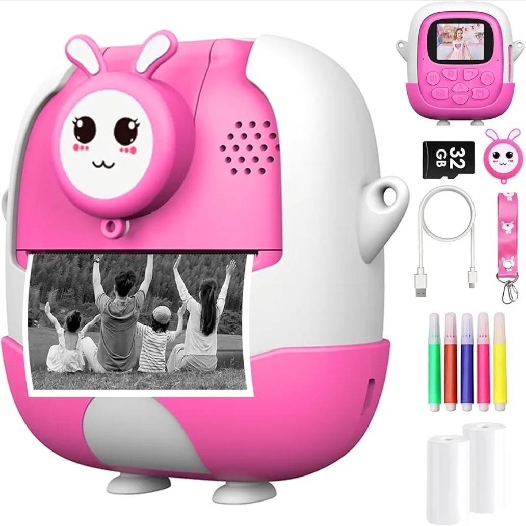 Kids Portable 2.0 Inch Instant Camera,Cartoon Print Instant Camera 24MP 1080p…