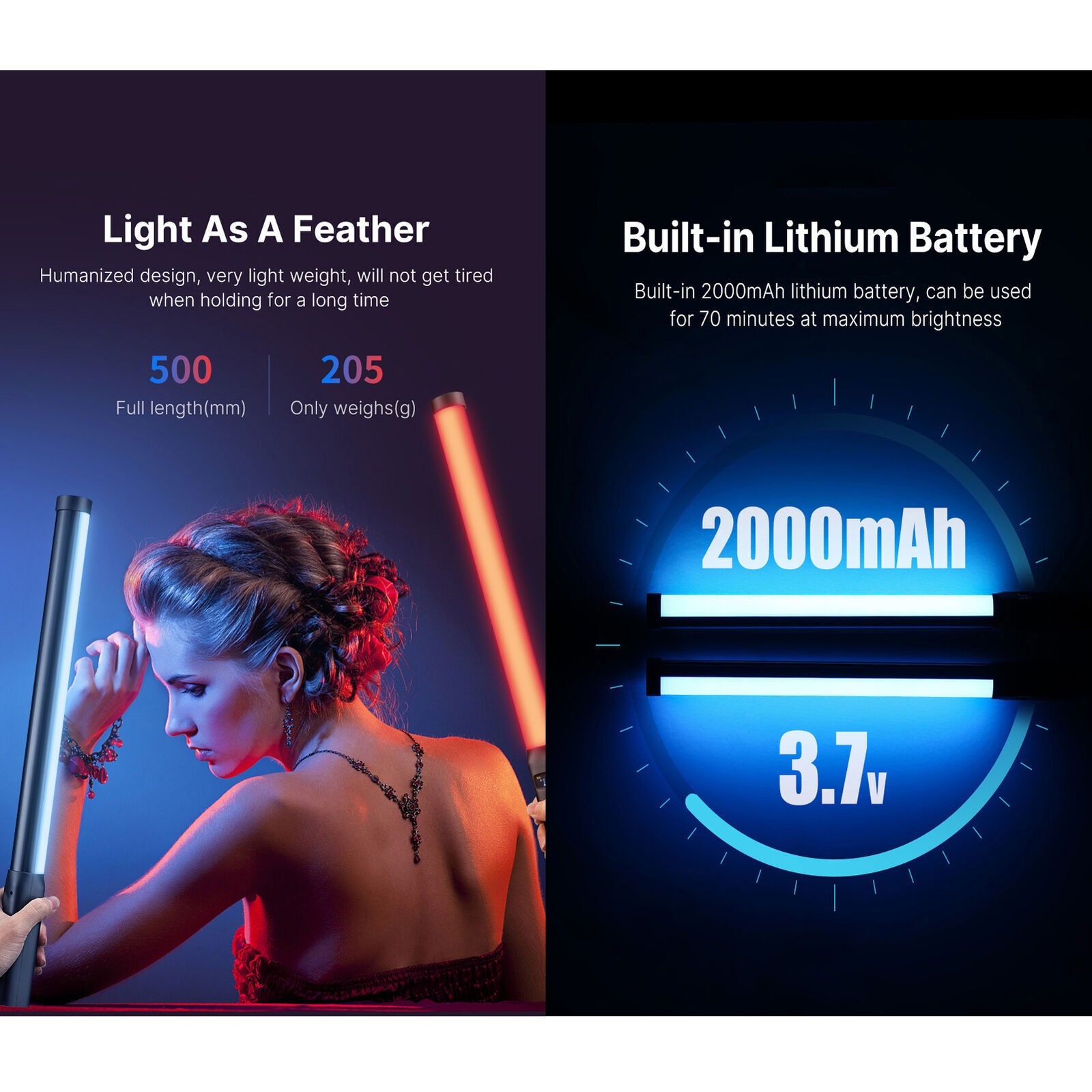 Ulanzi VL119RGB Tube Led Video Light Handheld 2500K-9000K Mini Photography Light