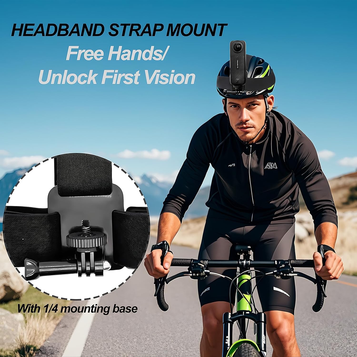 Head Strap Mount for Insta 360 X5 X4 X3 X2 X ACE Pro ONE RS R GO 2 3, Hat Headba