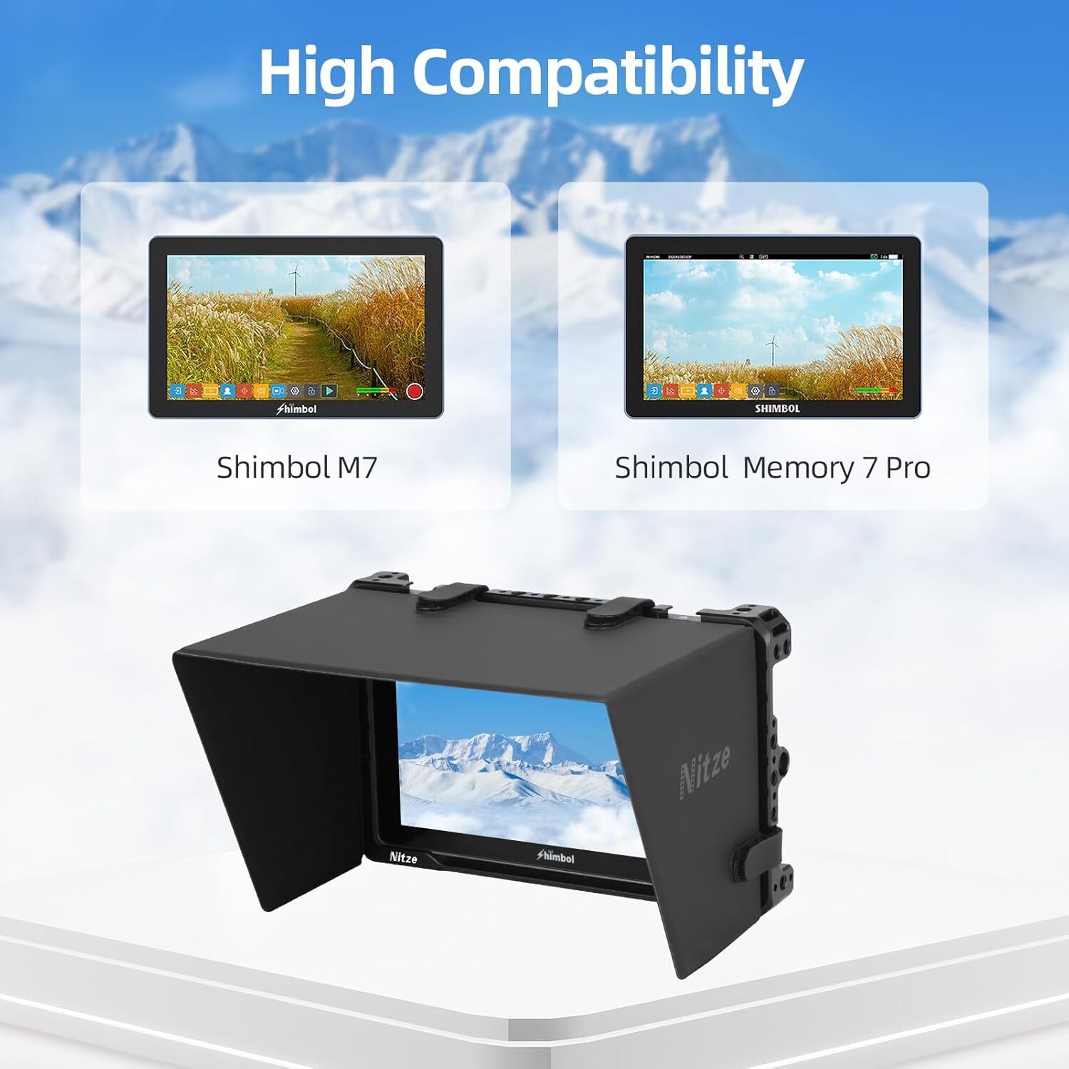 Nitze JT-SB01B Monitor Cage Kit with Sunhood for Shimbol M7 Memory 7 Pro Monitor