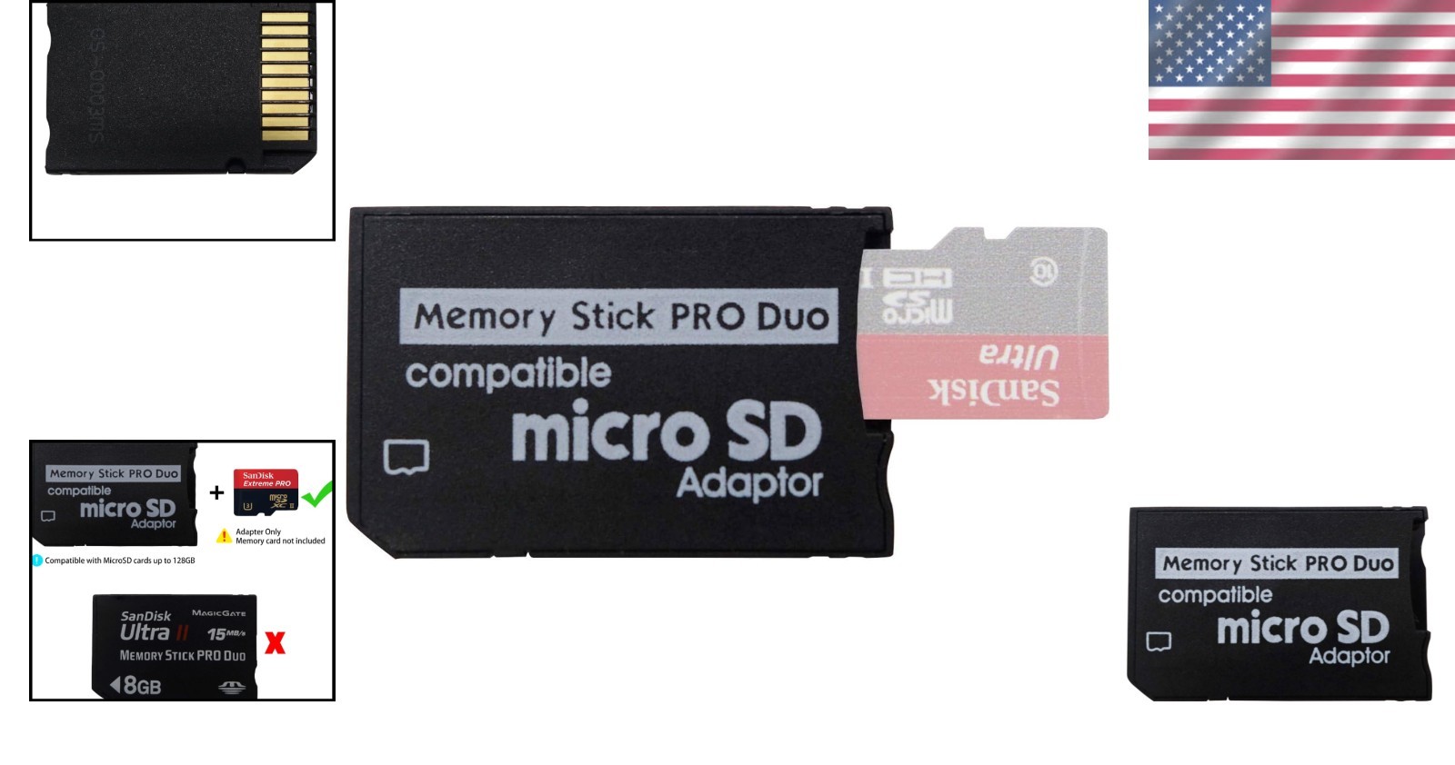 PSP Memory Stick w/ MS Pro Duo Adapter Card for PSP Cybershot Camera NEW SEALED