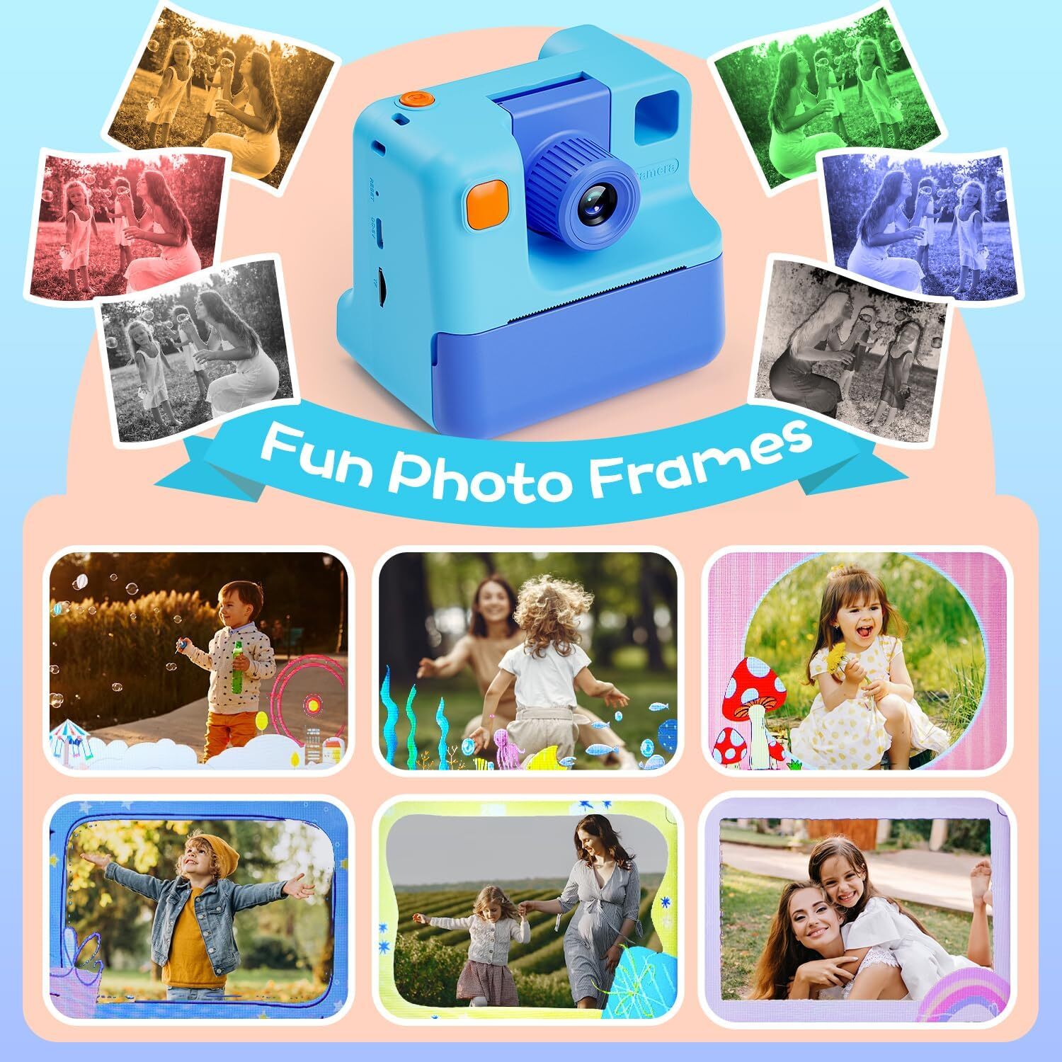 Kids Camera Instant Print Christmas Birthday Gifts for Girl Boys 3-12 Years O…